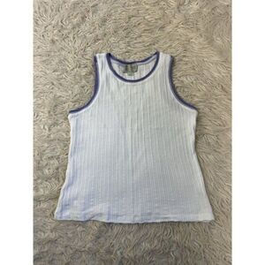 Anthropologie Saturday Sunday Seidler Ribbed Tank Top White & Purple Size Large